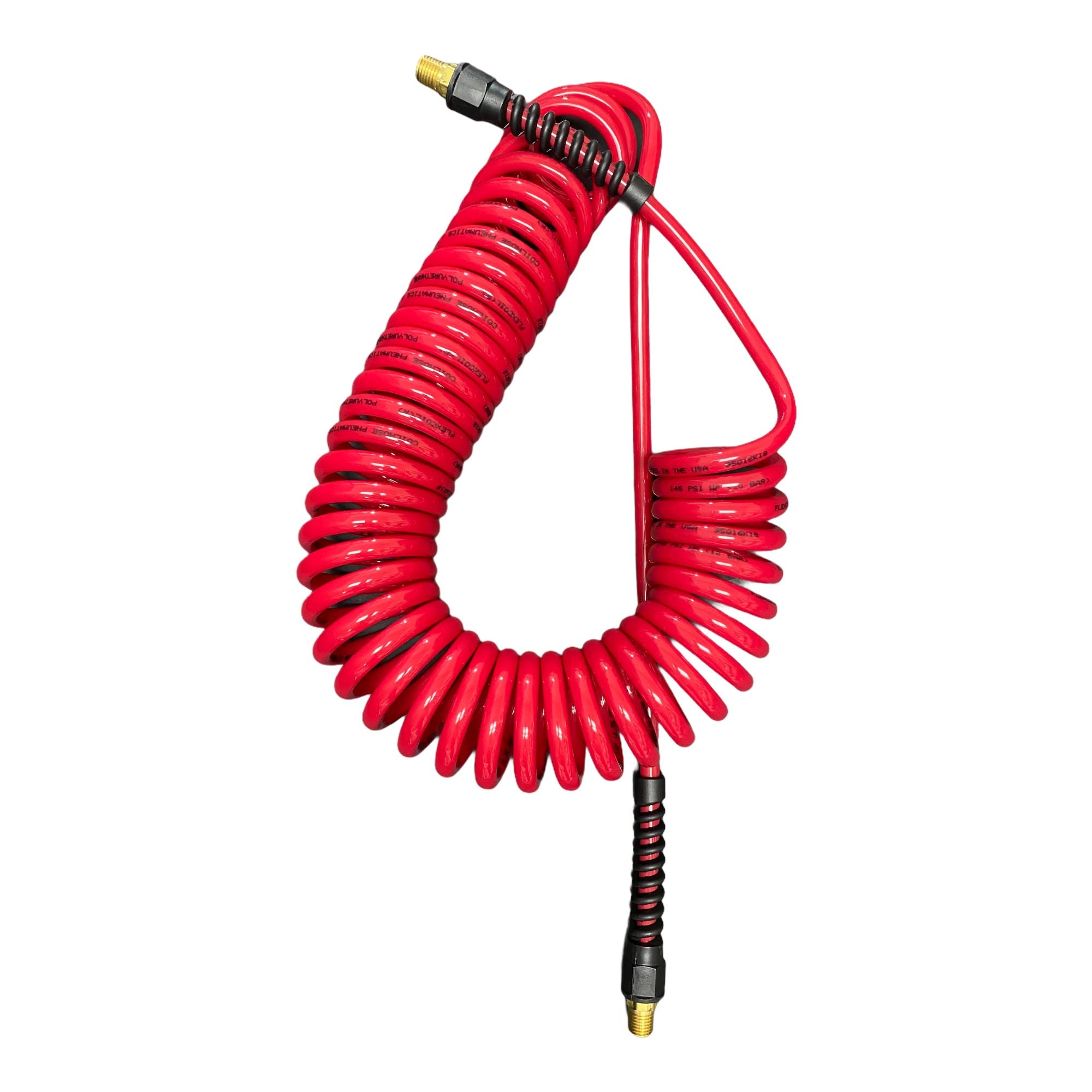 Flexcoil® Coiled Air Hose with Reusable Strain Relief Fittings