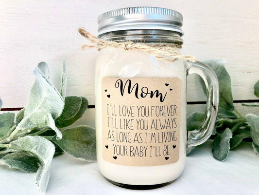 Floral Love For Mom Personalized Farmhouse Candle Jar