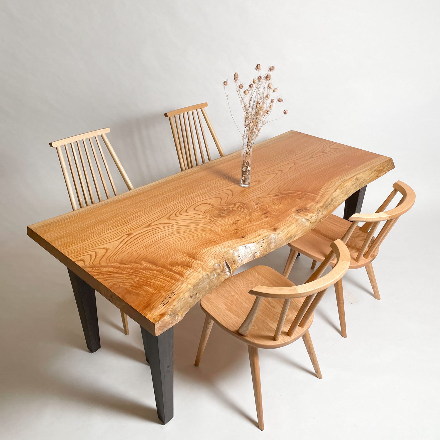 欅手彫りテーブル - 机/テーブル