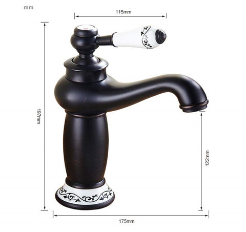 InArt Single Lever Basin Mixer Taps for Bathroom Brass Black Matt