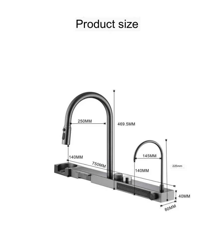 Inart Kitchen Sink With Digital Display Integrated Waterfall And Pull-down  Faucet Set 304 Grade Stainless