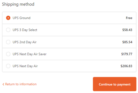 Shipping Method Select