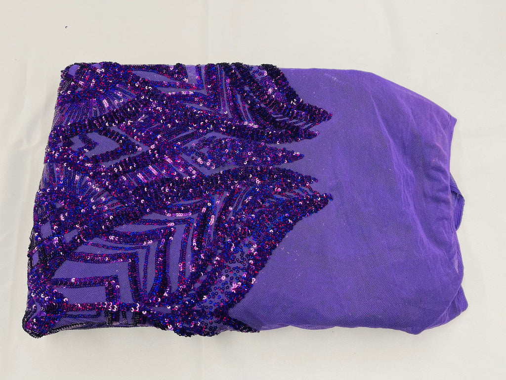 Iridescent Sequin Fabric - Holographic Purple - 4 Way Stretch Royalty