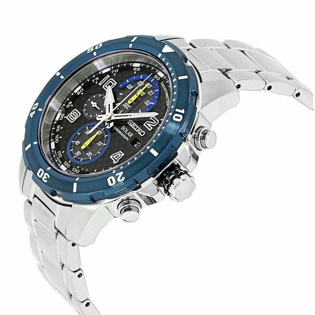 Seiko SSC637 Solar Jimmie Johnson Blue Bezel Black Dial Men's Chronograph  Watch - On sale @  – JoySwag