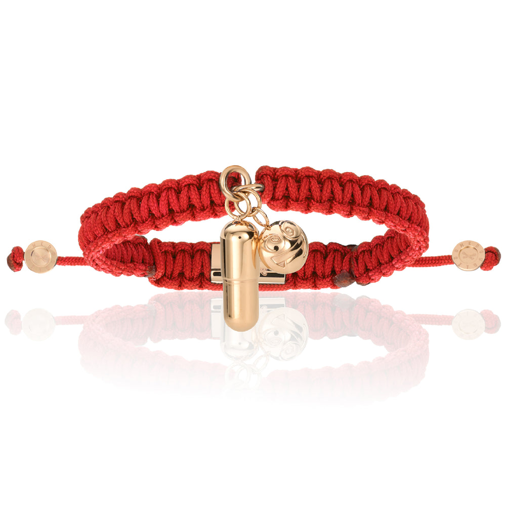 Pill Emoji Red Polyester With Pink Gold Bracelet