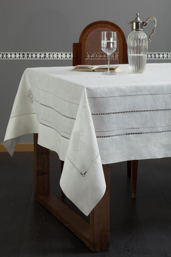 Embroidery Blanks - Set of 4 - 19 Hemstitched Linen/Cotton Table Napkins,  White
