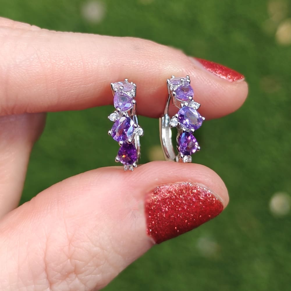 The Legacy - Amethyst Cluster Ombre Hoops