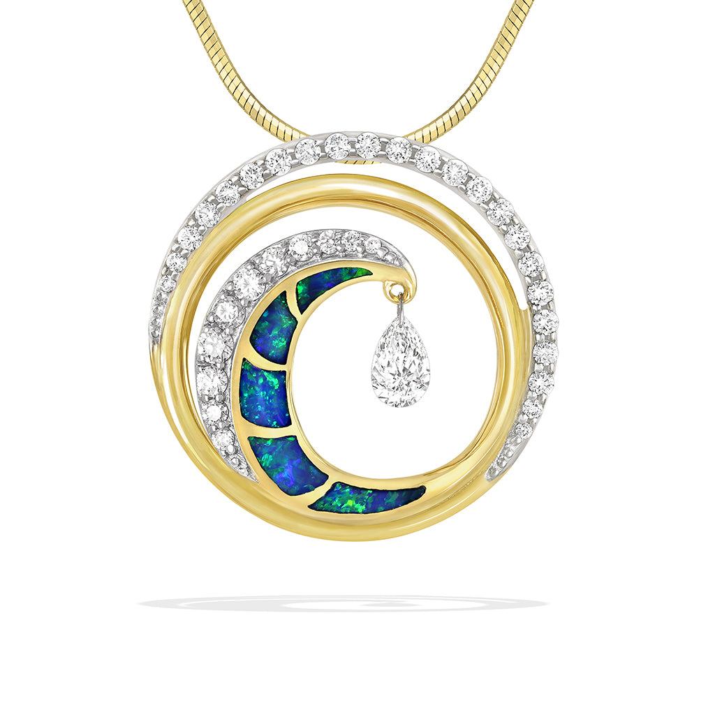 Ultimate Wave Pendant with Opal and Diamonds