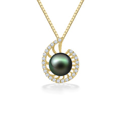 Nautilus Pendant with Tahitian Pearl and Diamonds