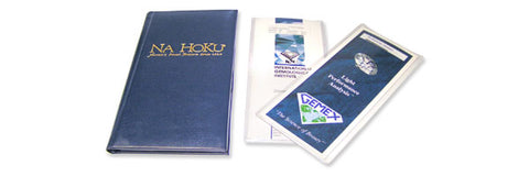 Example of a Na Hoku blue leatherette binder