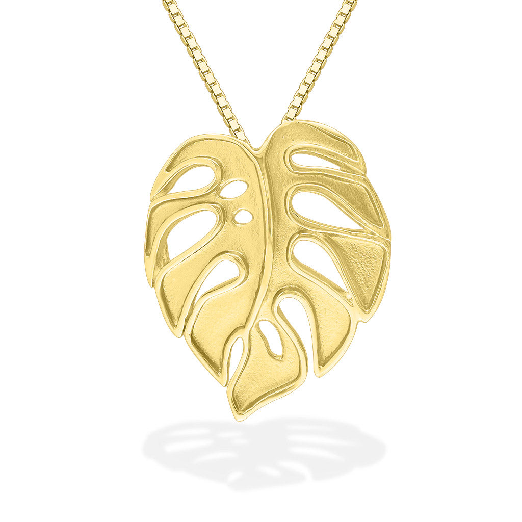 Monstera Necklace Rose Gold Chain Green Leaf shape Pendant Funky Retro  Kitsch | eBay