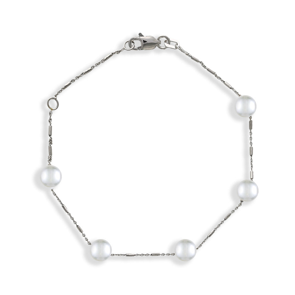 Gray 4-4.5mm Akoya Pearl 18k Gold Two Layer Chain Bracelets Women Fashion  Jewelry