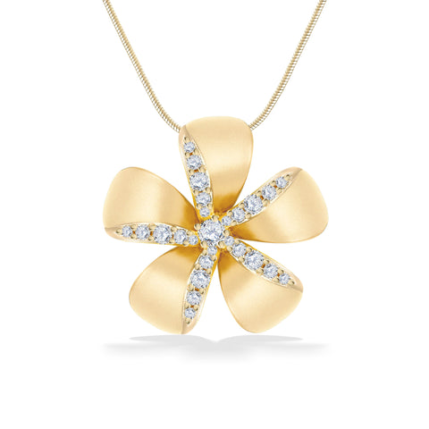 Plumeria Pendant with Diamonds