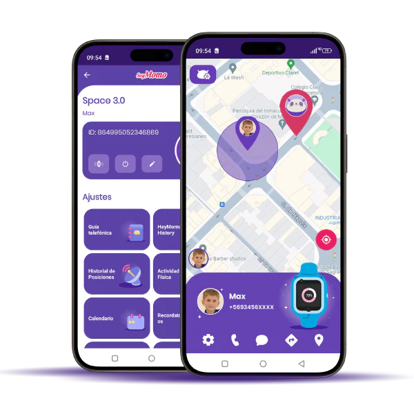GPS e historial de posiciones del SoyMomo Space 3.0 visibles desde la app para padres.