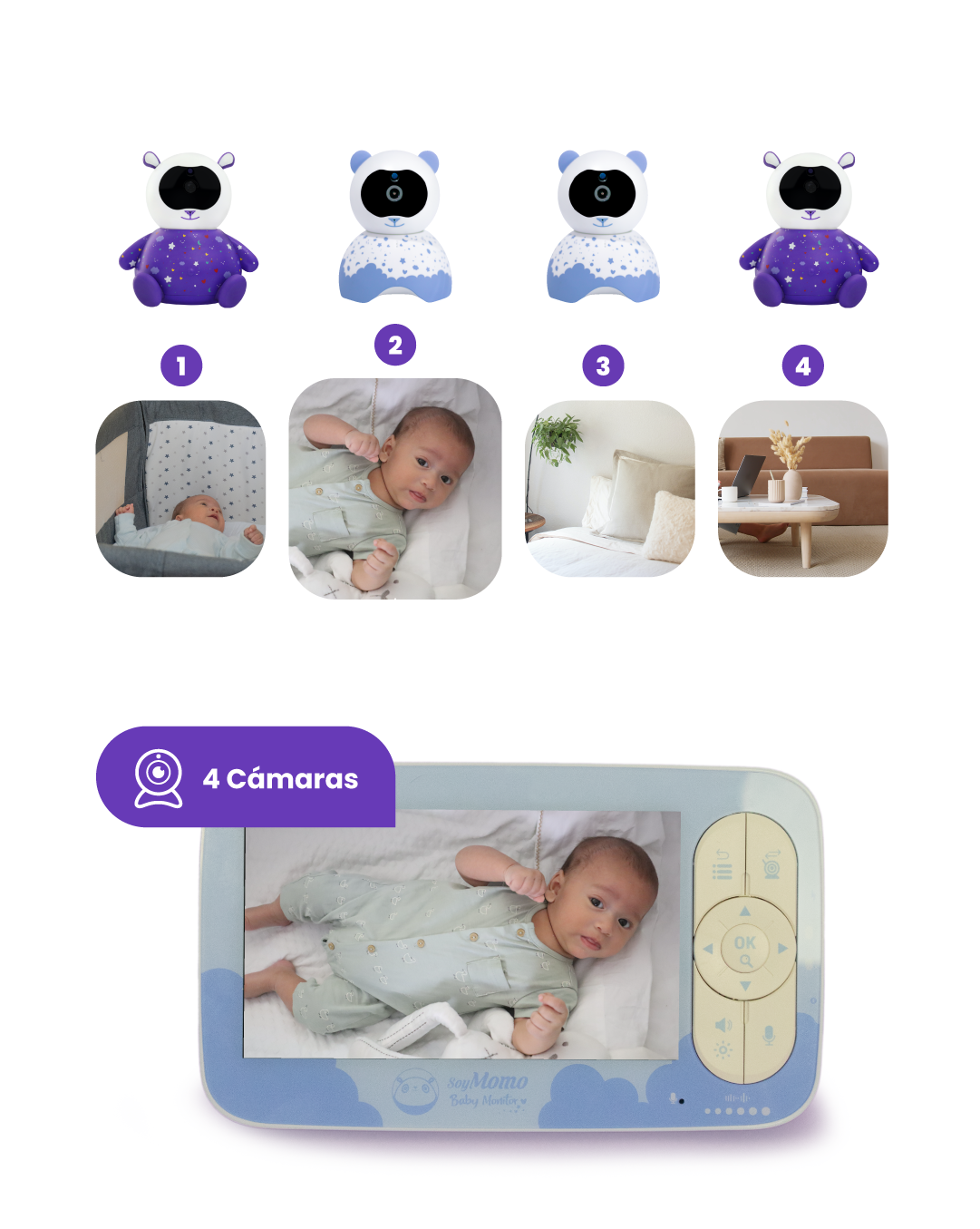 Monitor de cámara para bebé Monitor de cámara HD Estuche