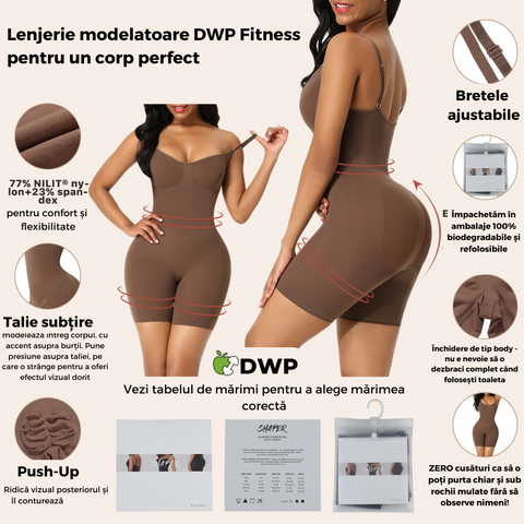 Lenjerie Modelatoare ORIGINALĂ DWP Fitness, Cu Efect de Compresie, Făr