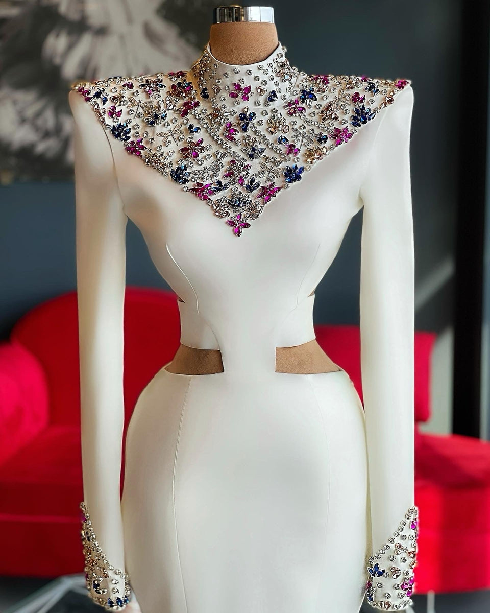White Dress Crystals Details – Dona Matoshi