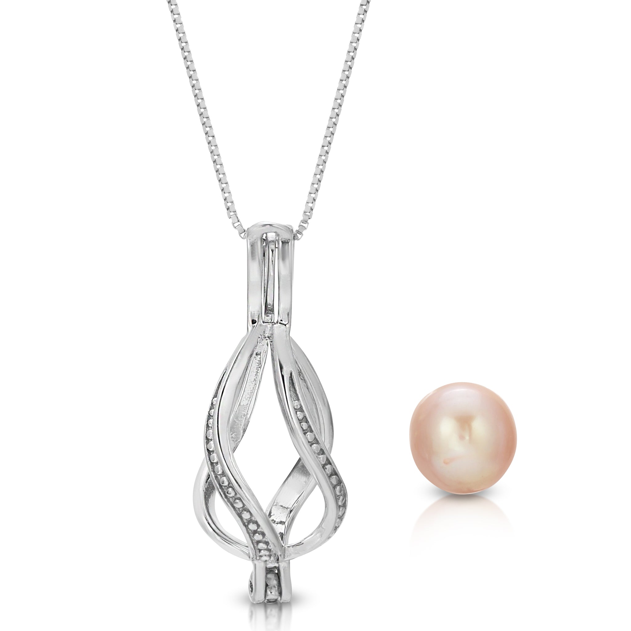 Carbon & Hyde Pearl Cage Necklace, White Gold