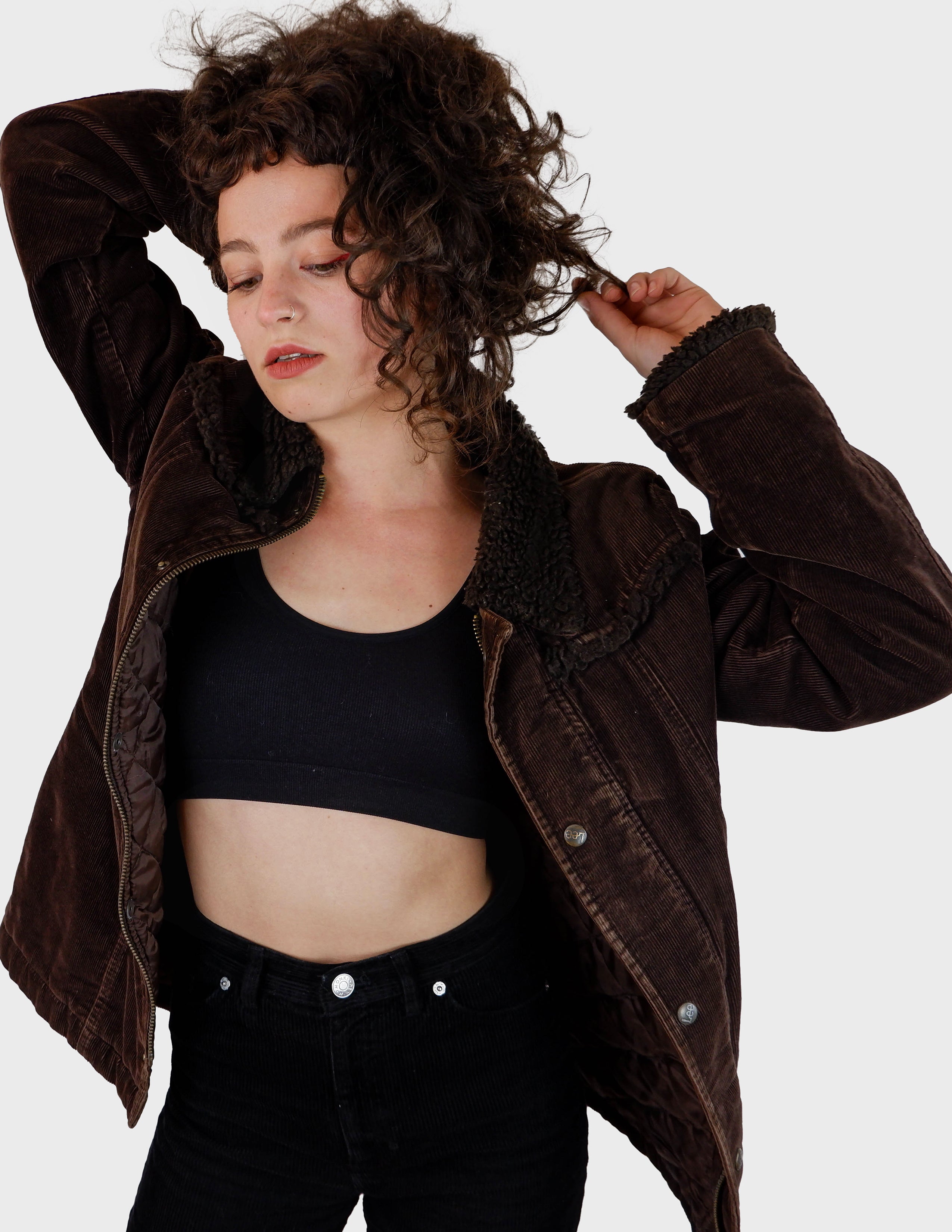 Image of Brown corduroy Lee jacket | S