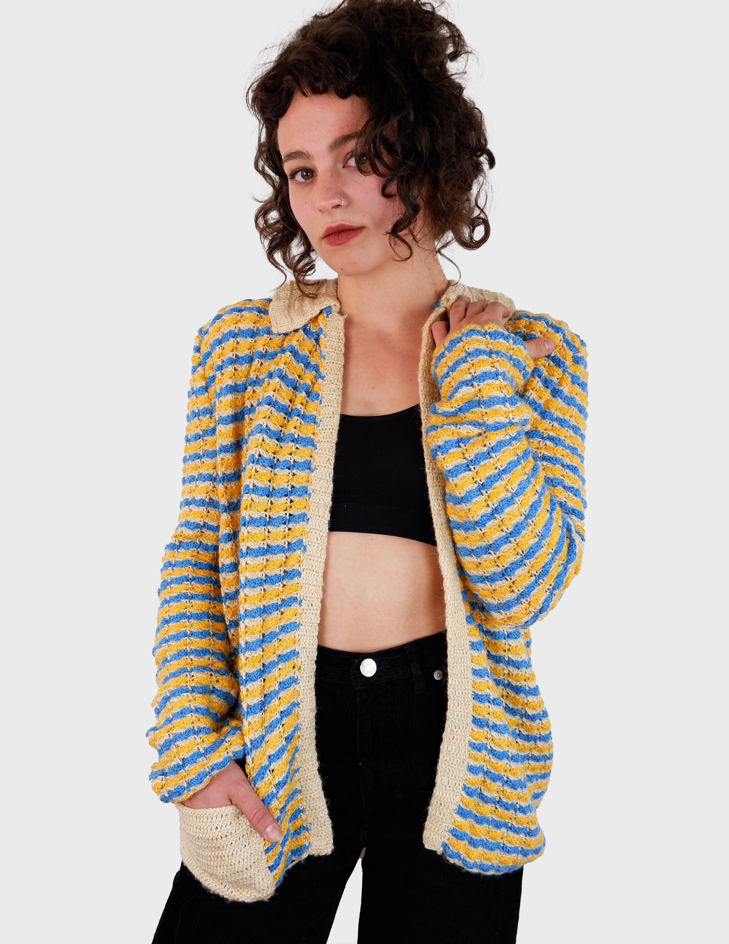 image of Vintage 70s hanknitted cardigan | S - M