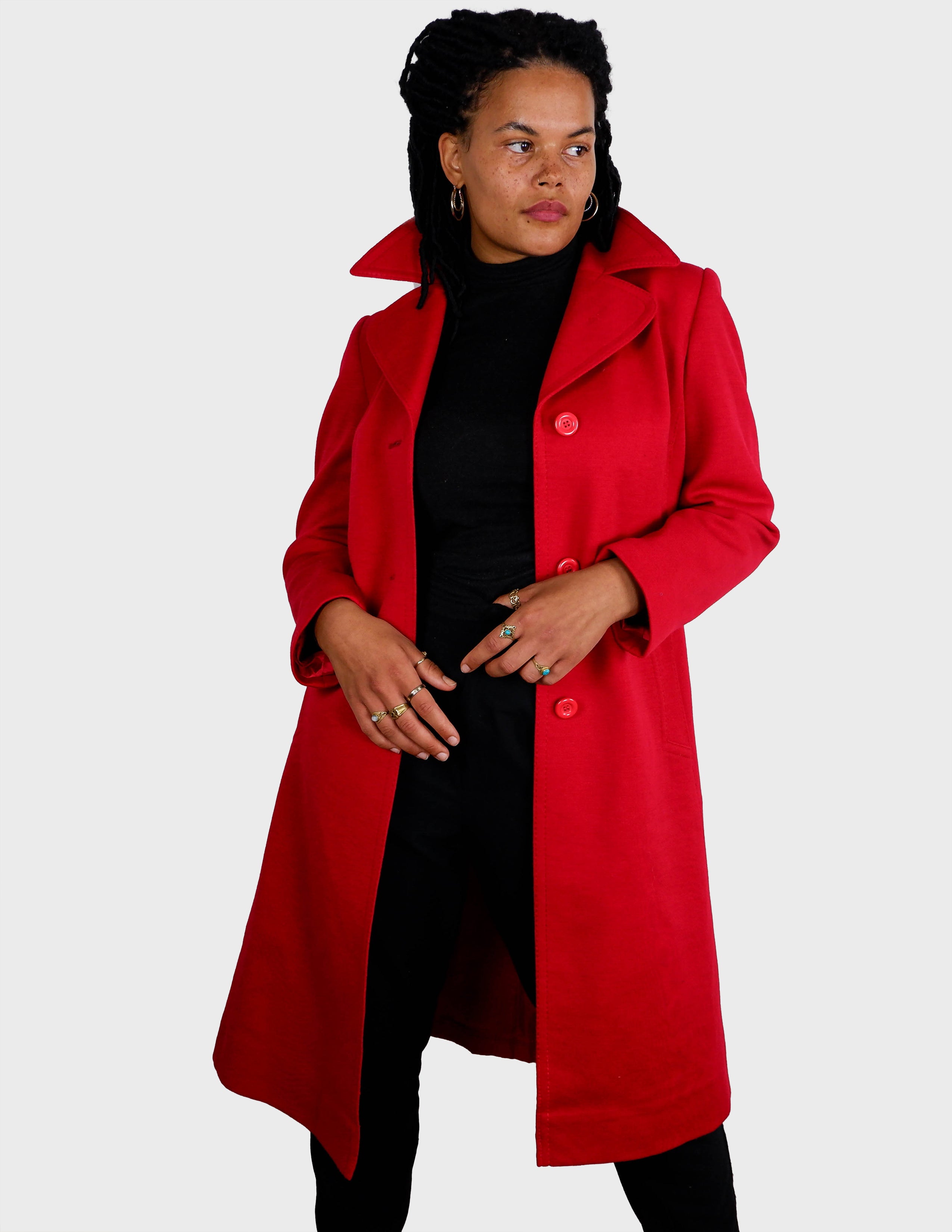 image of Vintage 90s red new wool spring coat | S - M