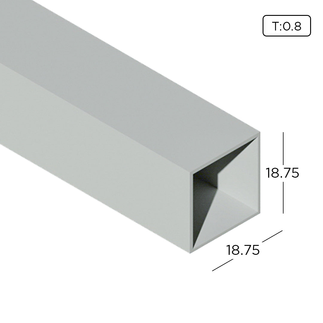 6/8" x 6/8" Aluminium Extrusion Square Hollow Frame Profile Thickness 0.80mm HB0606-1 ALUCLASS