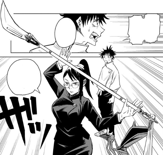 Yuta et Maki font équipe contre un esprit maudit.