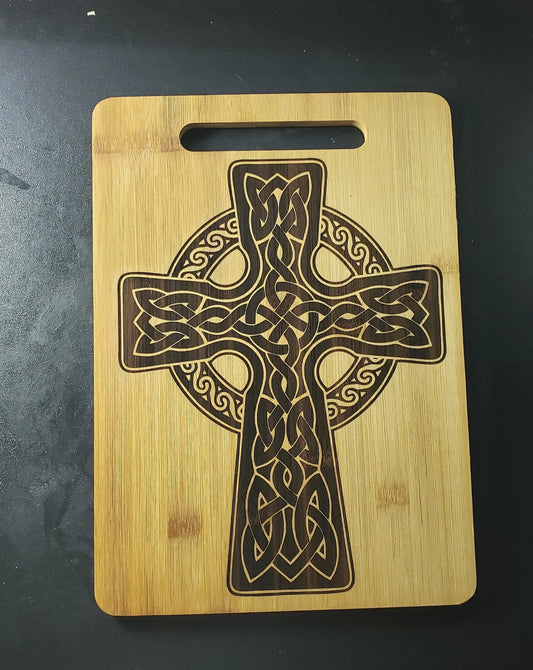 Celtic Cross Laser Engraved Cutting Board – moonlitbeading