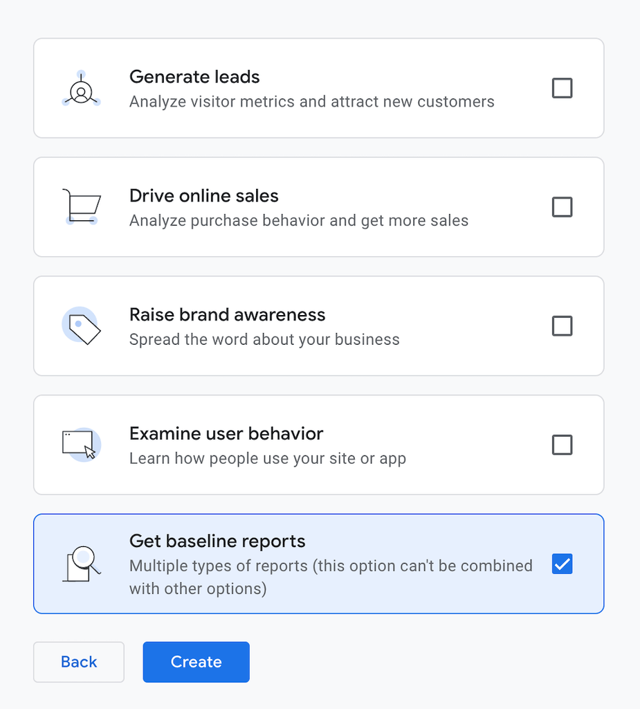 Google Analytics business objectives setup