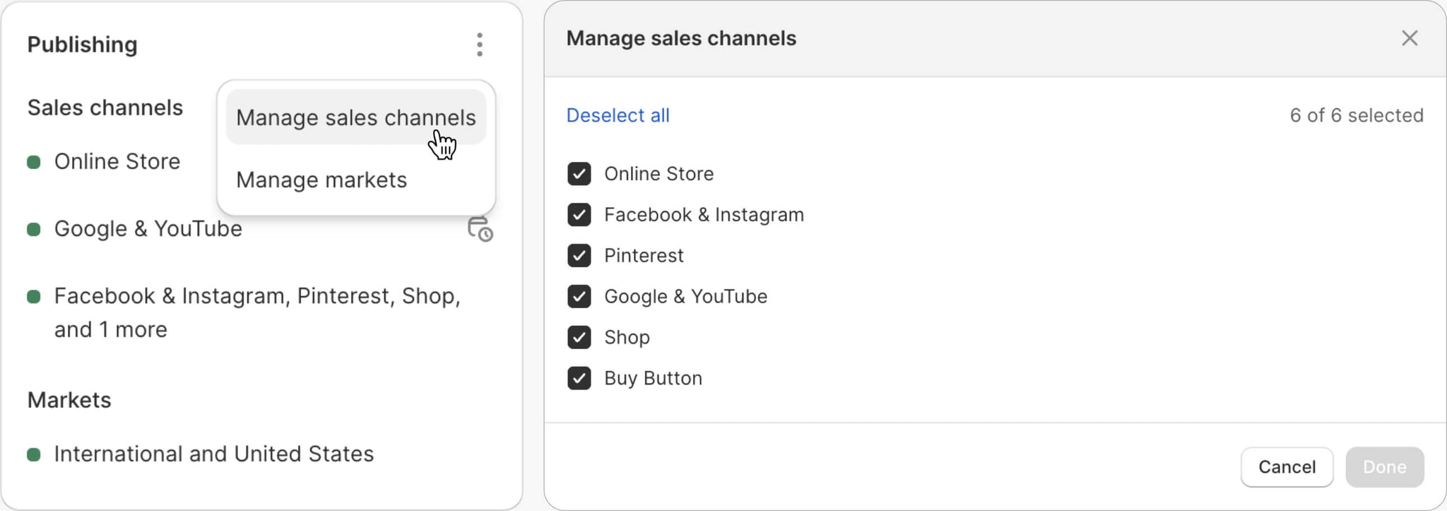 Shopify Sales Channels Publish Products