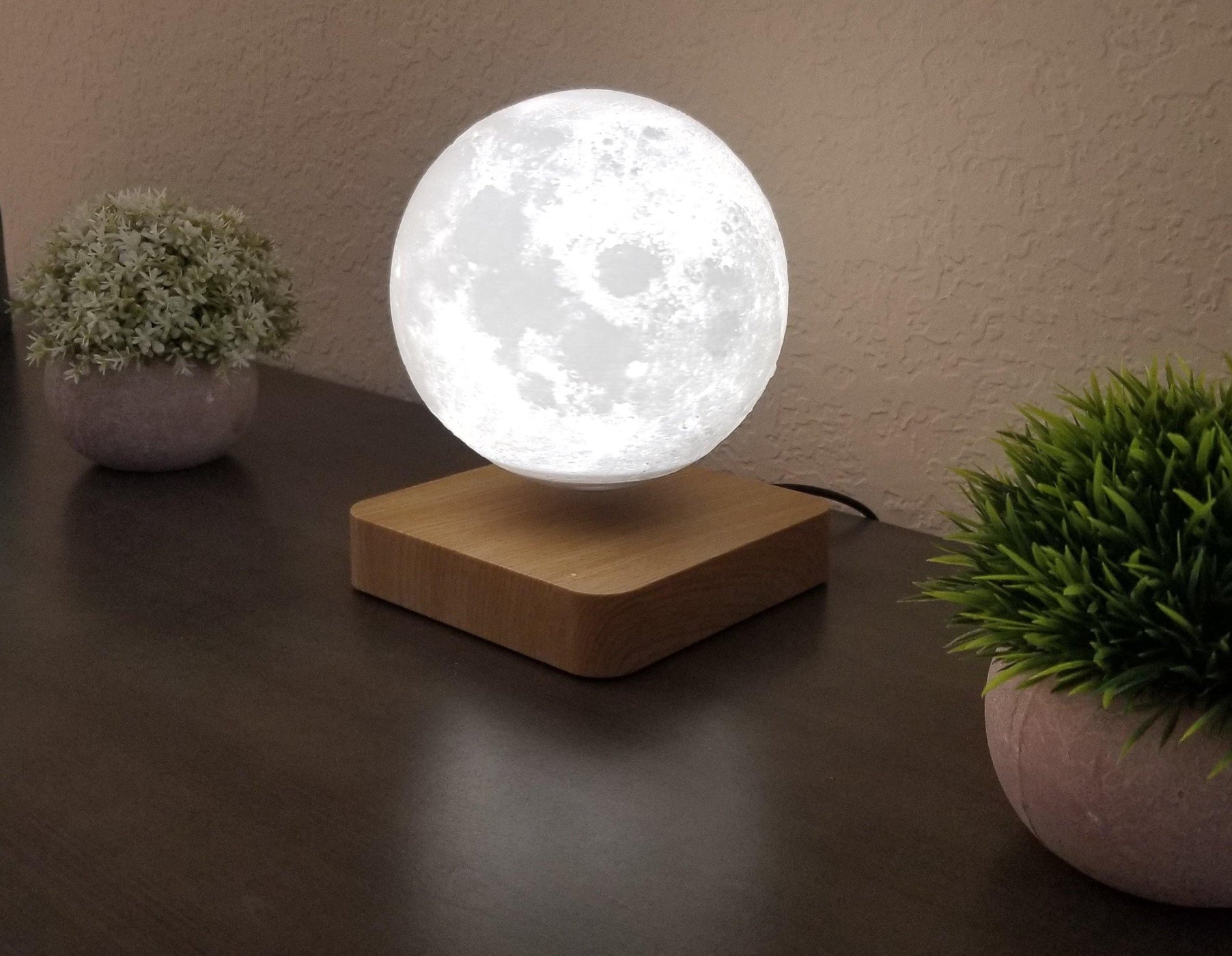 Levitating Moon Lamp 6&quot; Floating Moon Lamp with Wooden Color Base