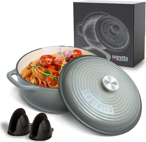 Segretto Cookware Oven Proof Skillet with Handles, Pre-Seasoned Cast Iron  Ski