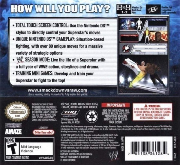 Wwe Smackdown Vs Raw 08 Nintendo Ds Game Gandorion Games