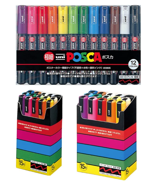 Posca Set of 29 colors Acrylic Paint Pens with Reversible Medium Point Pen  PC-5M 641022552490