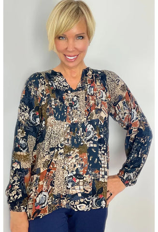 011- Ethyl Boho Print Blouse