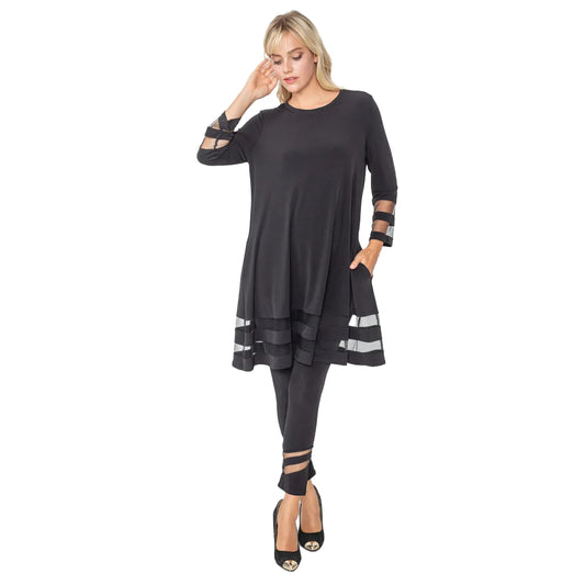 053- IC Collection Black Mesh Inset Tunic – A'Tu Jewelry and Clothing