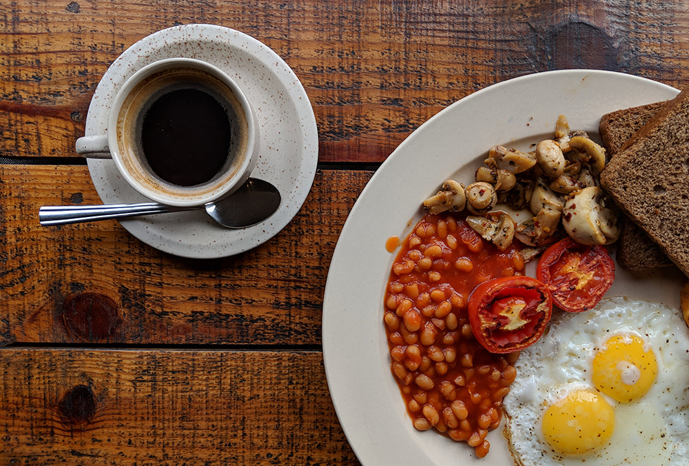 breakfast with a cup of coffee