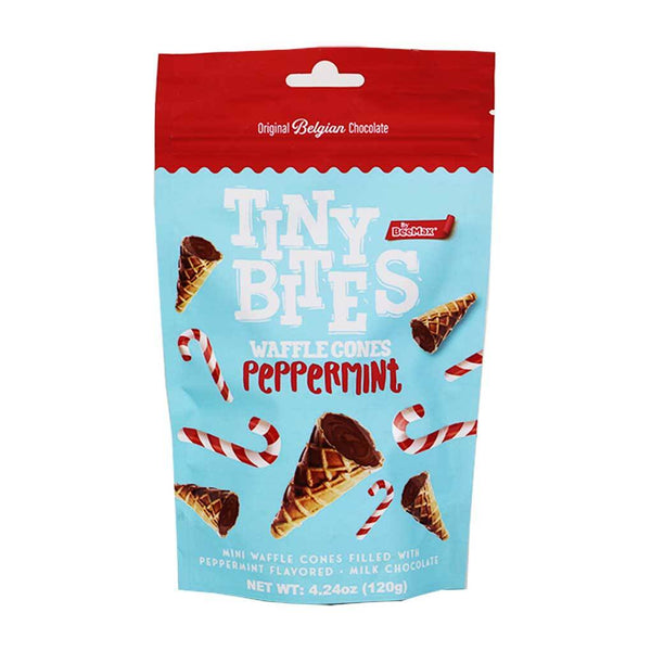  Tiny Bites - Waffle Mini Cones with Real Belgian Milk Chocolate  (Single) - Original Recipe, Delicious Cornet Snack - Bite-Size Cones by  Beemax - 4.24 oz (120g)