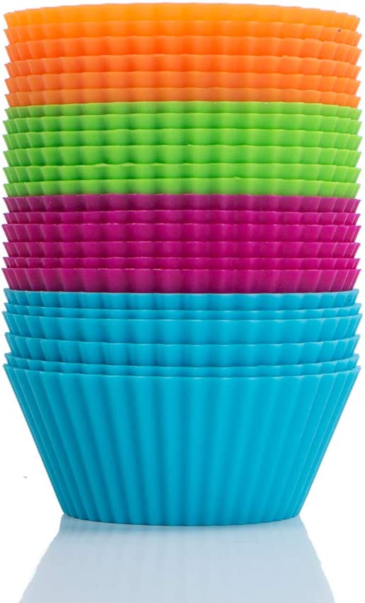 Webake 4.3 Inch silicone reusable non-stick cupcake molds,pack of 12