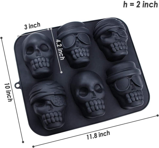 Webake Skull Ice Cube Mold, 10 Cavity Silicone Ice Mold with Lid for Whiskey  Skull Ice