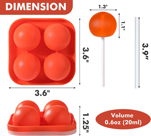 3 Pack Silicone Lollipop Molds 12 Cavity Round Cherry Blossoms Swirl Chocolate  Hard Candy Mold with 60 Pcs Sucker Sticks