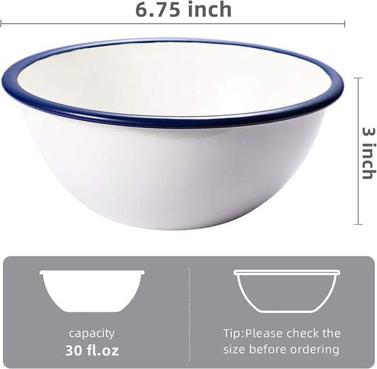 Crow Canyon Home V34BLU Vintage 3 Qt. White Enamelware Roasting Pan with  Blue Rolled Rim