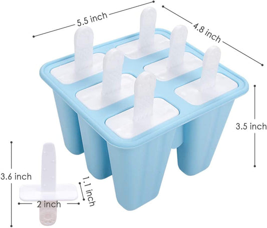 Popsicles Molds, 6 Cavities Bpa Free Silicone Popsicle Molds