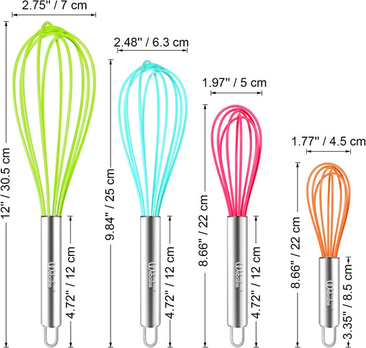 Webake Wooden Handle Non-Stick Silicone Cooking Balloon Whisk (9.37x2