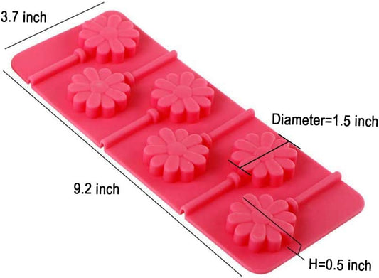 3 Pack Silicone Lollipop Molds 12 Cavity Round Cherry Blossoms Swirl Chocolate  Hard Candy Mold with 60 Pcs Sucker Sticks