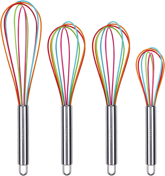 Webake Wooden Handle Non-Stick Silicone Cooking Balloon Whisk (9.37x2