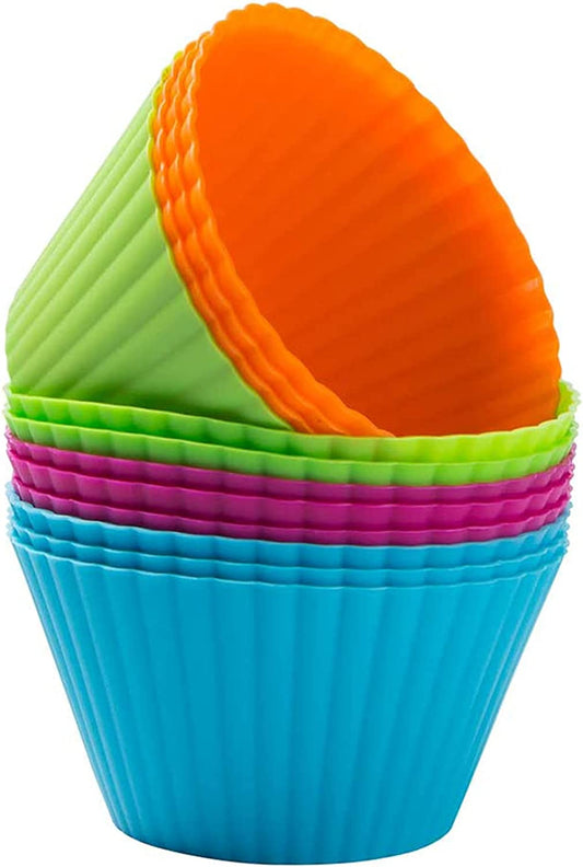 Webake 4.3 Inch silicone reusable non-stick cupcake molds,pack of 12