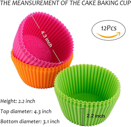  Webake Jumbo Silicone Muffin Cups, 3.5 Inch Jumbo Silicone  Baking Cups Reusable Cupcake Liners Nonstick Large Cake Cups Set Stand  Alone Cupcake Holder, 12 Pack Auto Cup Holder Liner: Home 