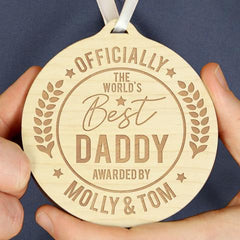 Personalised World’s Best Dad Wooden Medal