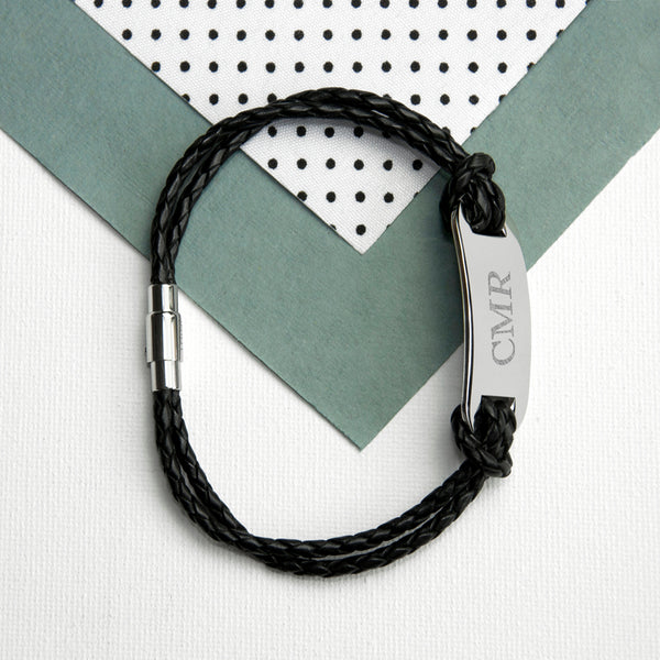 Personalised Men’s Statement Black Leather Bracelet 3